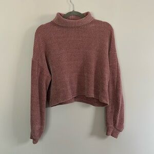 Cropped Pink Bershka Turtle Neck Cowl Sweater